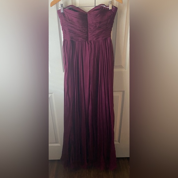 BADGLEY MISCHKA Cranberry 100% Silk A-Line Strapless Sweetheart Neckline Gown 6 - Picture 2 of 15